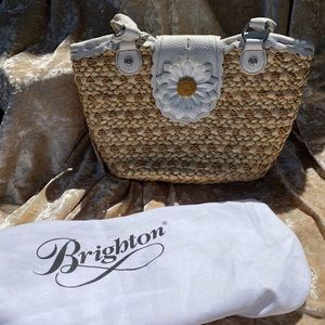 Brighton straw and leather satchel.